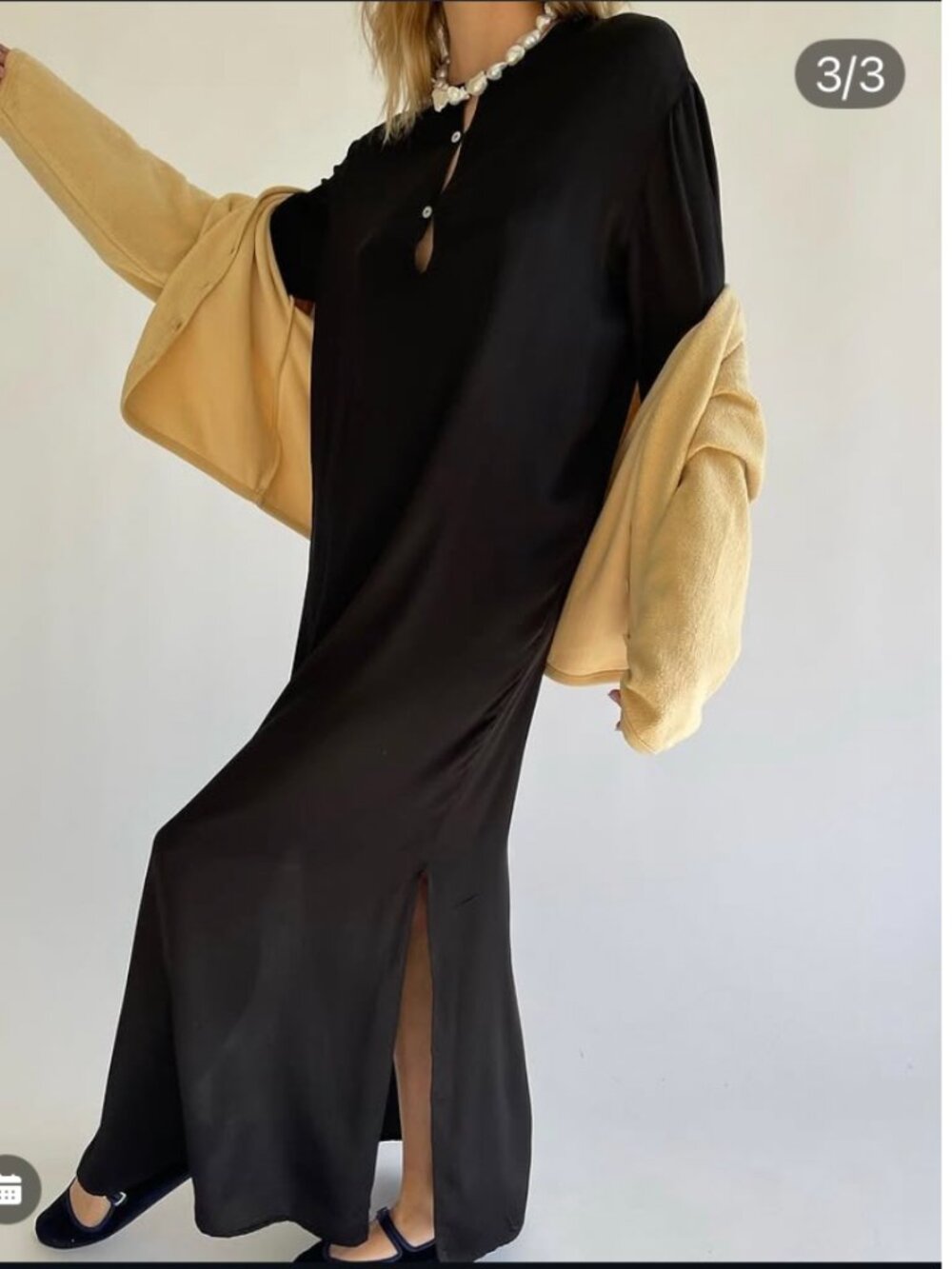 DONNI Silky tunic dress in Jet Size:S